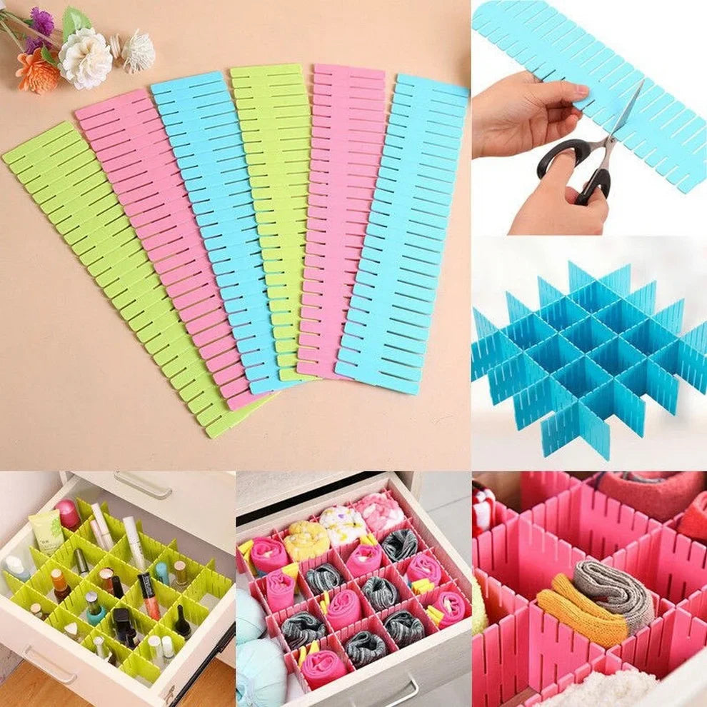 12pcs DIY Plastic Grid Drawer Dividers Organizer