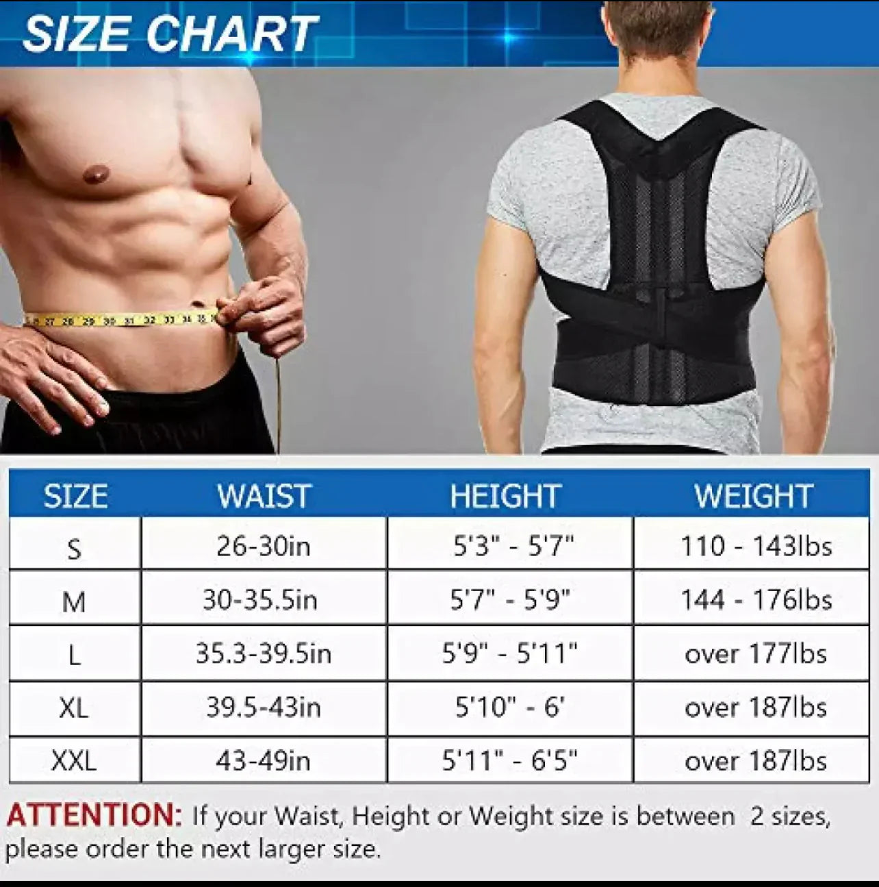 Metal Rods Adjustable Back Support Belt